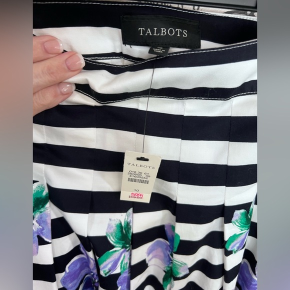 Talbots Floral Striped Women's pleated accordion style Skirt - Picture 5 of 8